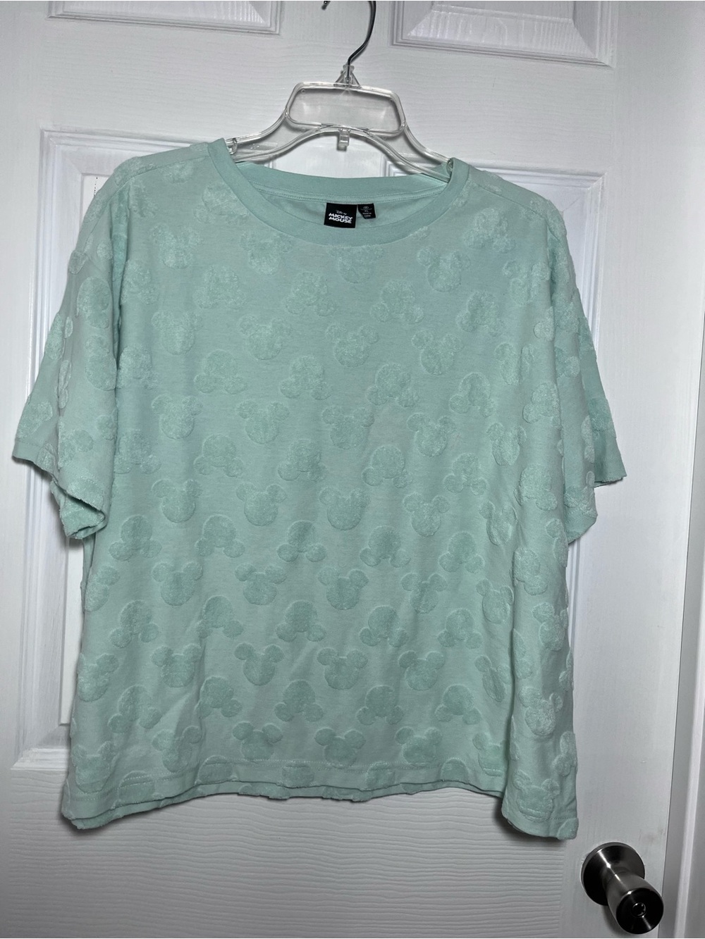 Disney Mint Green Embossed Mickey Short Sleeve Tee